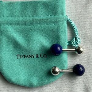 Tiffany & Co. Sterling Silver and Lapis Cufflinks